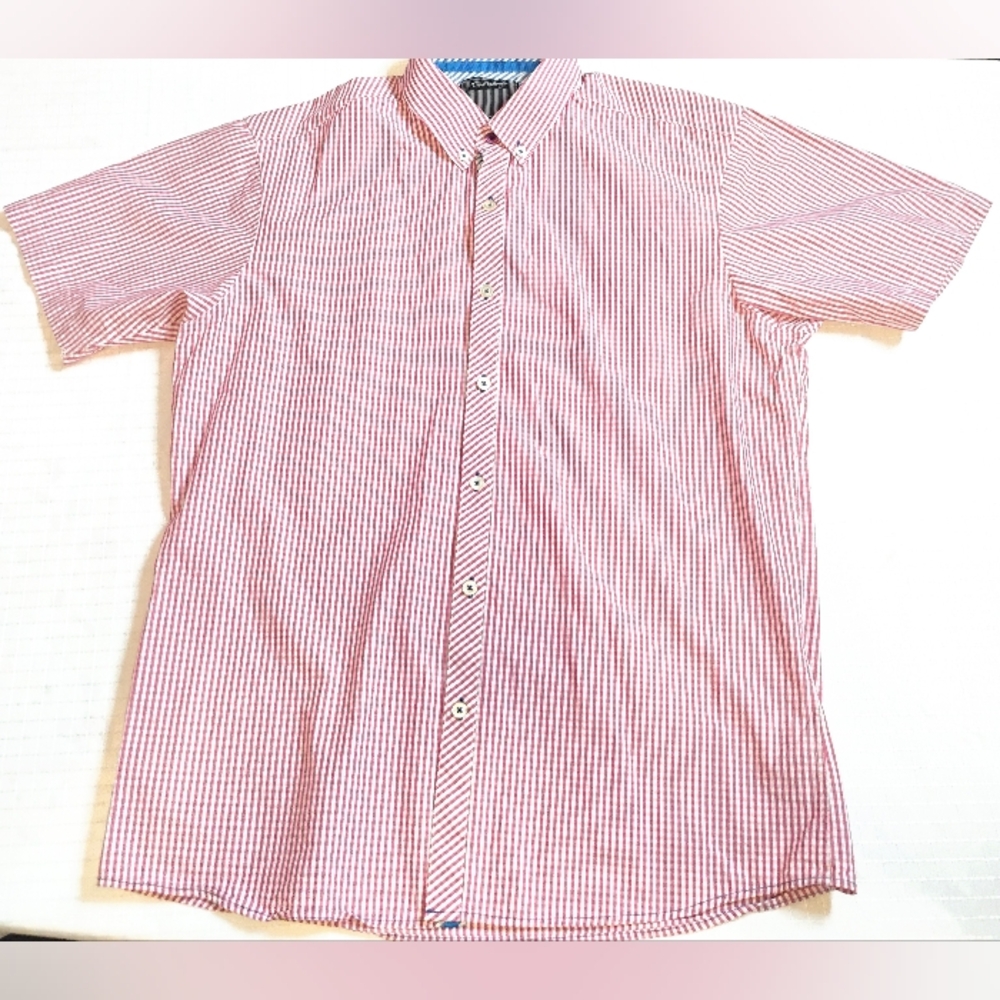 Civil Society mens red and white short sleeve button up